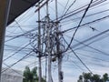 Many irregular cables in various cities in Indonesia