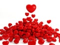 Many isolated red hearts