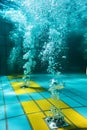 Jacuzzi jets with air bubbles underwater in the spa area of the pool Royalty Free Stock Photo