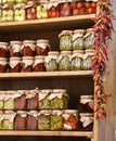Many jars with typical calabrian food