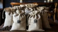 Many jute bags filled with fresh coffee beans, ready for dispatch to satisfied buyers