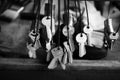 Many keys with old woods background in black and white tone Royalty Free Stock Photo