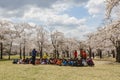 Many kids having a field trip in the famous Bulguksa temple Royalty Free Stock Photo