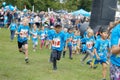 Many kids running during the Generation PEP day in Hagaparken to encourage kids to physical activity, initiated by prins Daniel Royalty Free Stock Photo