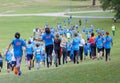 Many kids running during the Generation PEP day in Hagaparken to encourage kids to physical activity, initiated by prins Daniel Royalty Free Stock Photo