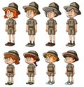 Many kids in safari clothes Royalty Free Stock Photo