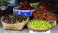 Many kind of tropical fruits at market in Vinhlong, Vietnam