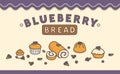 Many kinds of blueberry bread   mockup banner kawaii doodle flat cartoon vector Royalty Free Stock Photo