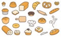 Many kinds of bread kawaii doodle flat cartoon vector