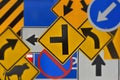 Many kinds of colored traffic sign collection Royalty Free Stock Photo