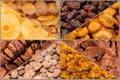 Many kinds of dried fruits, market of dried fruits in the east Royalty Free Stock Photo