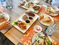 Many kinds of food on the table in Sizzler restaurant in Thailan