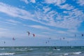 Kite surfers on the sea Royalty Free Stock Photo