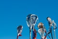 Many lacrosse sticks in the air Royalty Free Stock Photo
