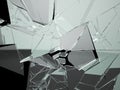 Many large pieces of shattered glass isolated on black Royalty Free Stock Photo