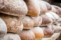 Many loaves of bread in a bakery Royalty Free Stock Photo