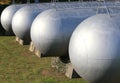 many long gas pressure vessels for the storage of flammable natural gas Royalty Free Stock Photo