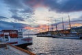 Luxury boats at the Yacht Harbor in Oslo are beautiful waterfront Royalty Free Stock Photo