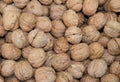 Many mature Brown walnuts in winter sold at market