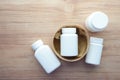 many medical pills container on table Royalty Free Stock Photo