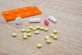 Many medications are desk - tablets, capsules, blister. Medicine Royalty Free Stock Photo