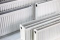 Many metal radiators of different sizes