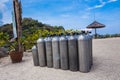 Many of Metal scuba diving oxygen tanks Royalty Free Stock Photo