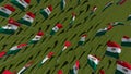 Many Mexican flags view from above in green fiel Royalty Free Stock Photo