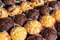 Many mini muffins on dessert buffet - muffin closeup - Royalty Free Stock Photo