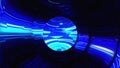 Many mirror magic circles shimmer in neon light. Abstract computer generated background, 3D rendering