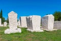 Many monumental medieval tombstones lie scattered in Herzegovina Royalty Free Stock Photo
