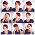 The many moods of me. Composite shot of a woman making various facial expressions.