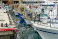 Many moored small fishing boats in the harbor of Paphos, Cyprus Royalty Free Stock Photo