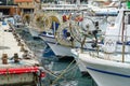 Many moored small fishing boats in the harbor of Paphos, Cyprus Royalty Free Stock Photo