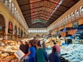 Many Morning Shoppers in the Central Athens Fish Markets, Greece