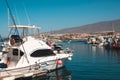 Many motor boats, sailboats and yachts harbor Royalty Free Stock Photo