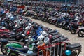 Many motorbikes at the parking