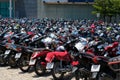 Many motorbikes at the parking