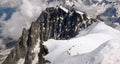 Many mountain climbers above the Mer de Glace near Chamonix Royalty Free Stock Photo