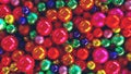 Many multi-colored christmas balls toys background texture render. 3D illustration. Top view Royalty Free Stock Photo