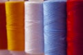 Many multi colored yarn strings Royalty Free Stock Photo