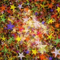 Many multicolored flying stars background Royalty Free Stock Photo