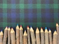 Many multicolored pencils lined up in a row. Colour pencils. Art and education background. Royalty Free Stock Photo