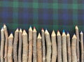 Many multicolored pencils lined up in a row. Colour pencils. Art and education background. Royalty Free Stock Photo