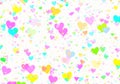 Many multicolored small hearts on white backgrounds