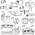 Many music set doodles element Royalty Free Stock Photo