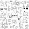Many music set doodles vector art Royalty Free Stock Photo