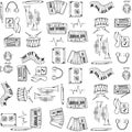 Many music set doodles Royalty Free Stock Photo