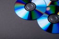 Many musical compact discs with a rainbow spectrum of colors as