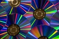 Many musical compact discs with a rainbow spectrum of colors as Royalty Free Stock Photo